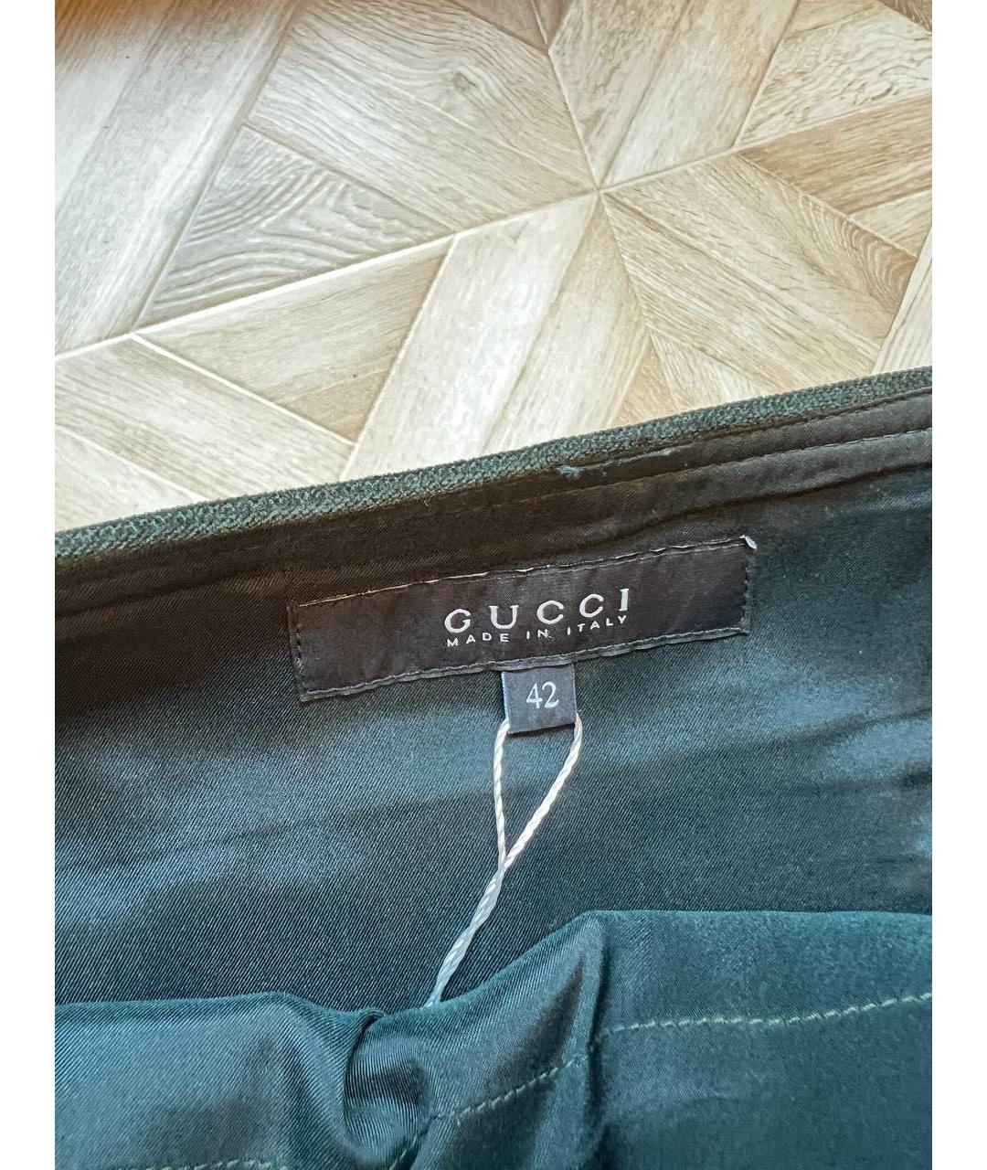 GUCCI Зеленая замшевая юбка миди, фото 3