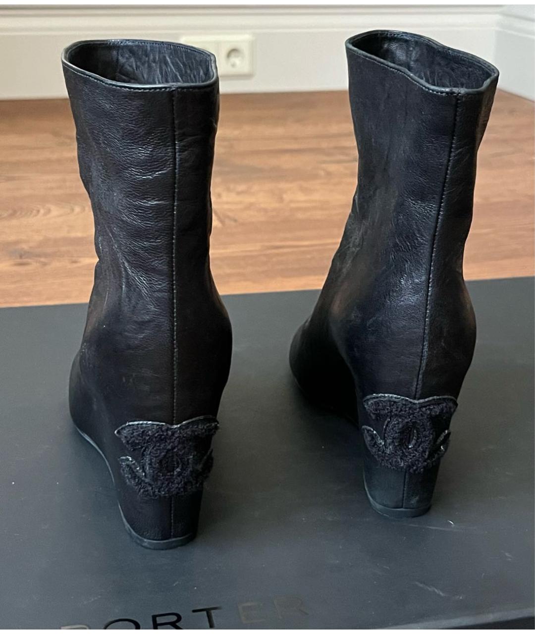 CHANEL Черные кожаные ботильоны, фото 4