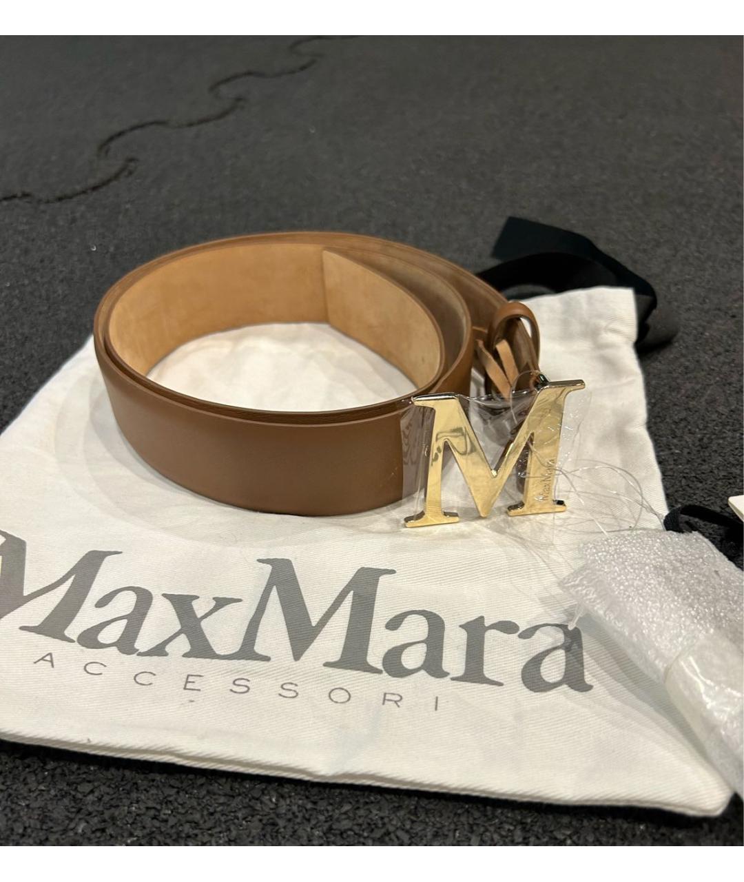 MAX MARA Коричневый кожаный ремень, фото 5