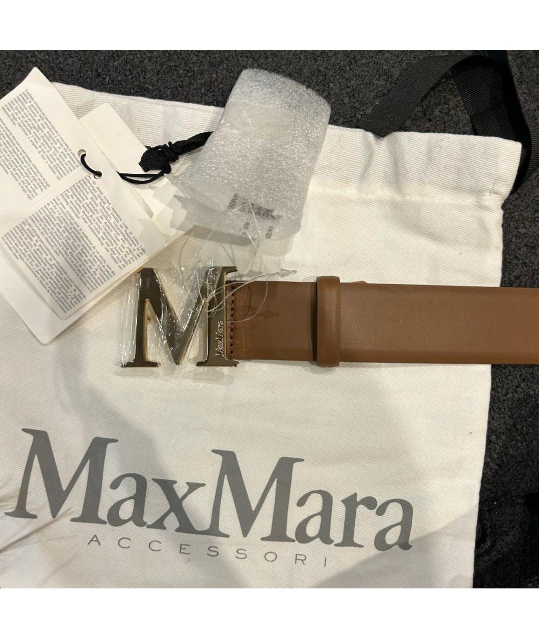 MAX MARA Коричневый кожаный ремень, фото 2