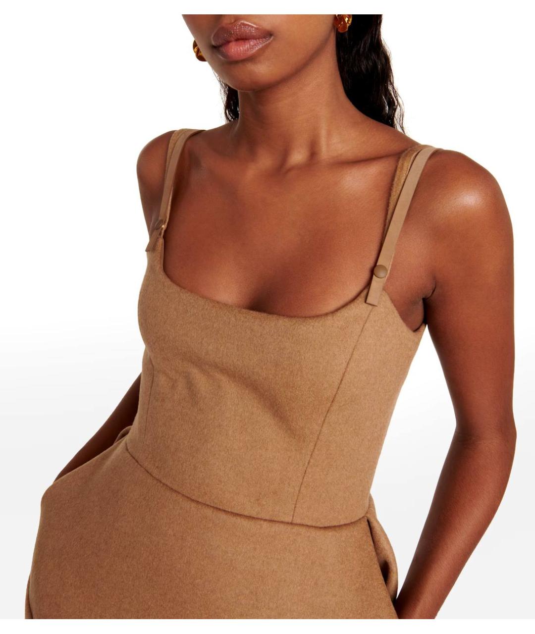 MAX MARA Коричневое шерстяное повседневное платье, фото 3