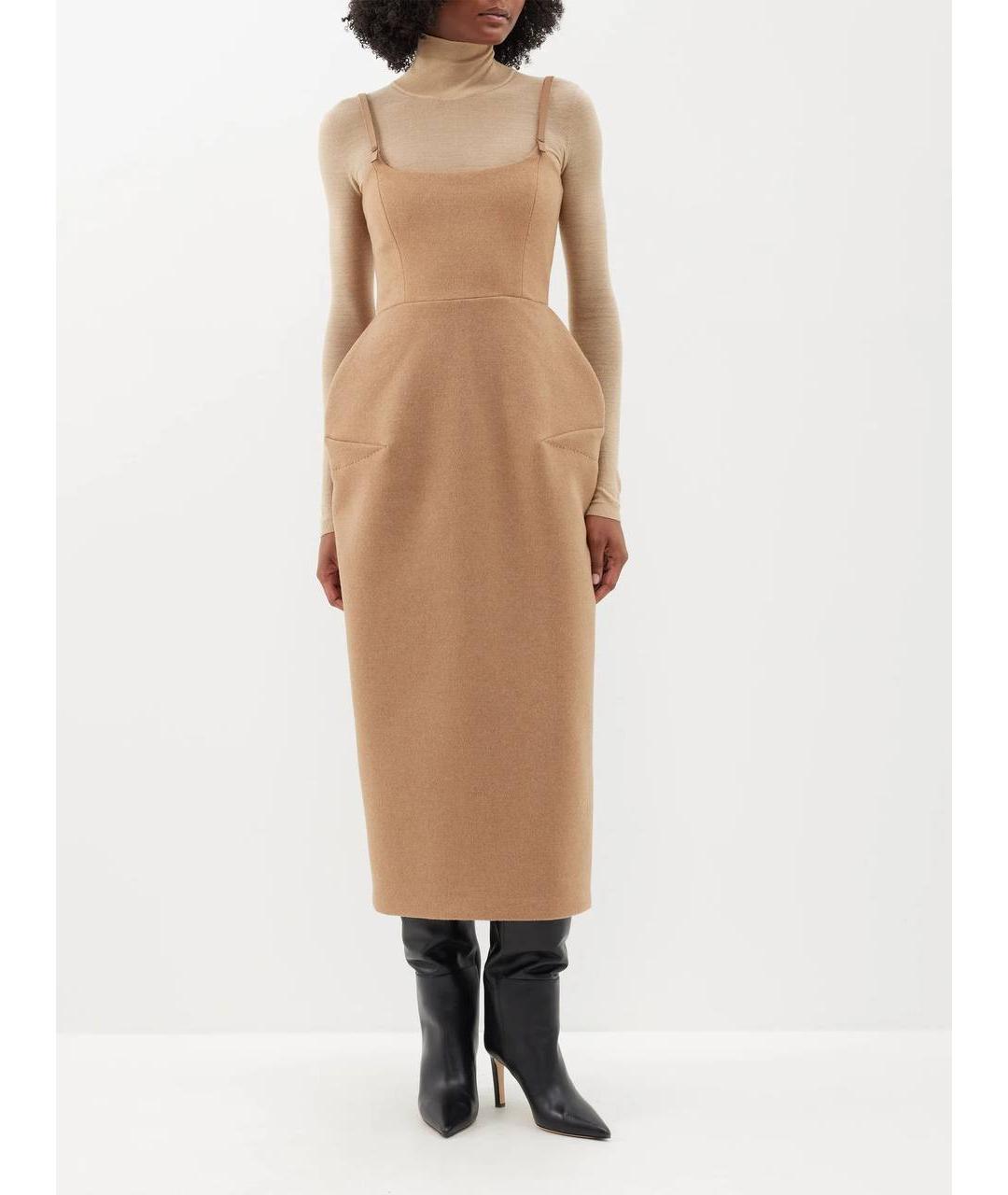 MAX MARA Коричневое шерстяное повседневное платье, фото 5