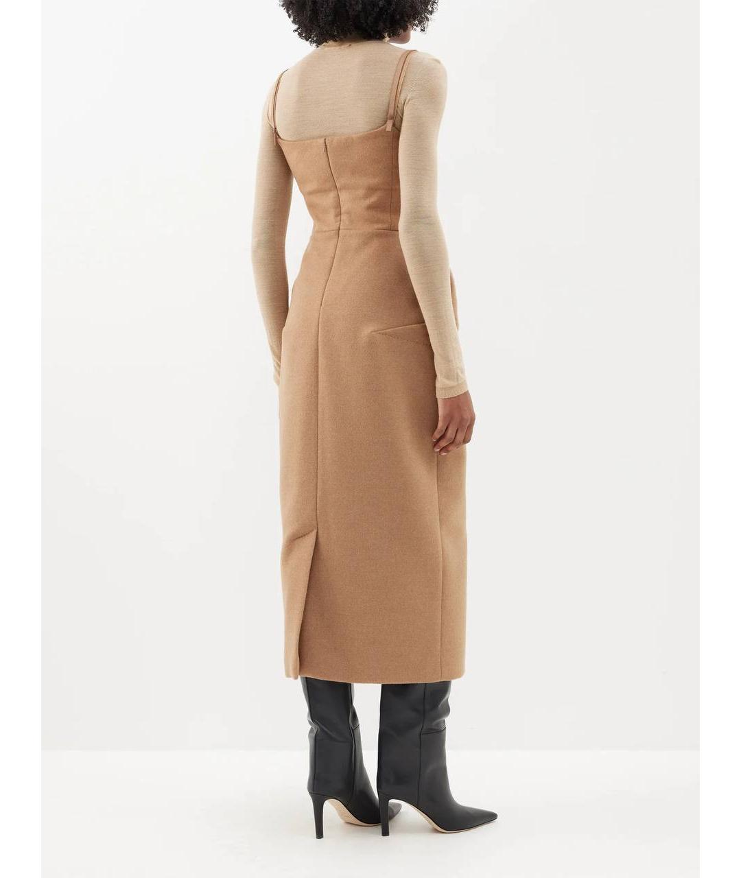 MAX MARA Коричневое шерстяное повседневное платье, фото 2