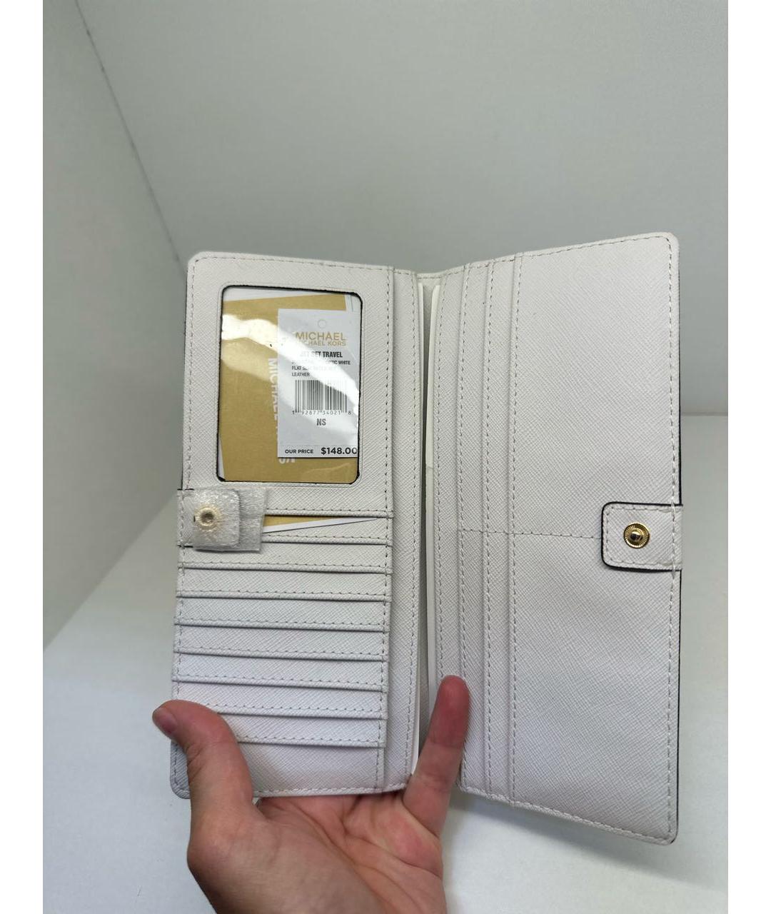 MICHAEL KORS Белый кожаный кошелек, фото 4