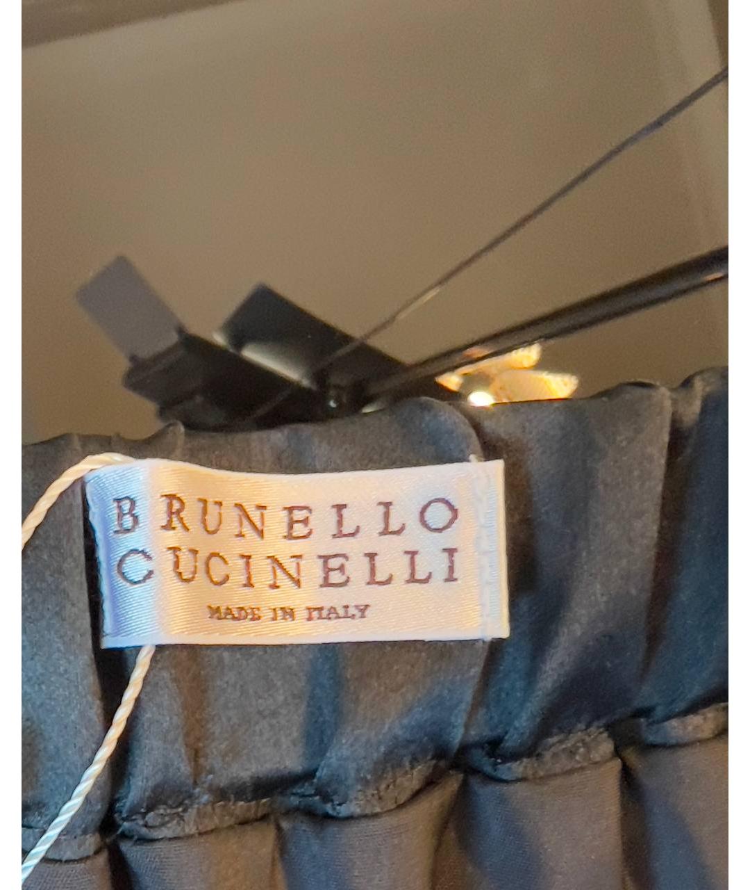 BRUNELLO CUCINELLI Черная шелковая юбка мини, фото 6