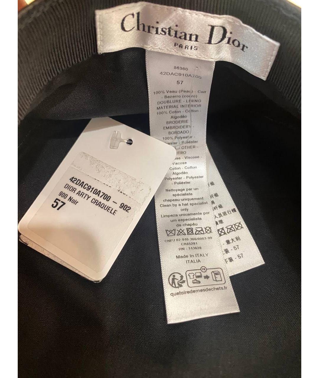 CHRISTIAN DIOR Черная кожаная шляпа, фото 3