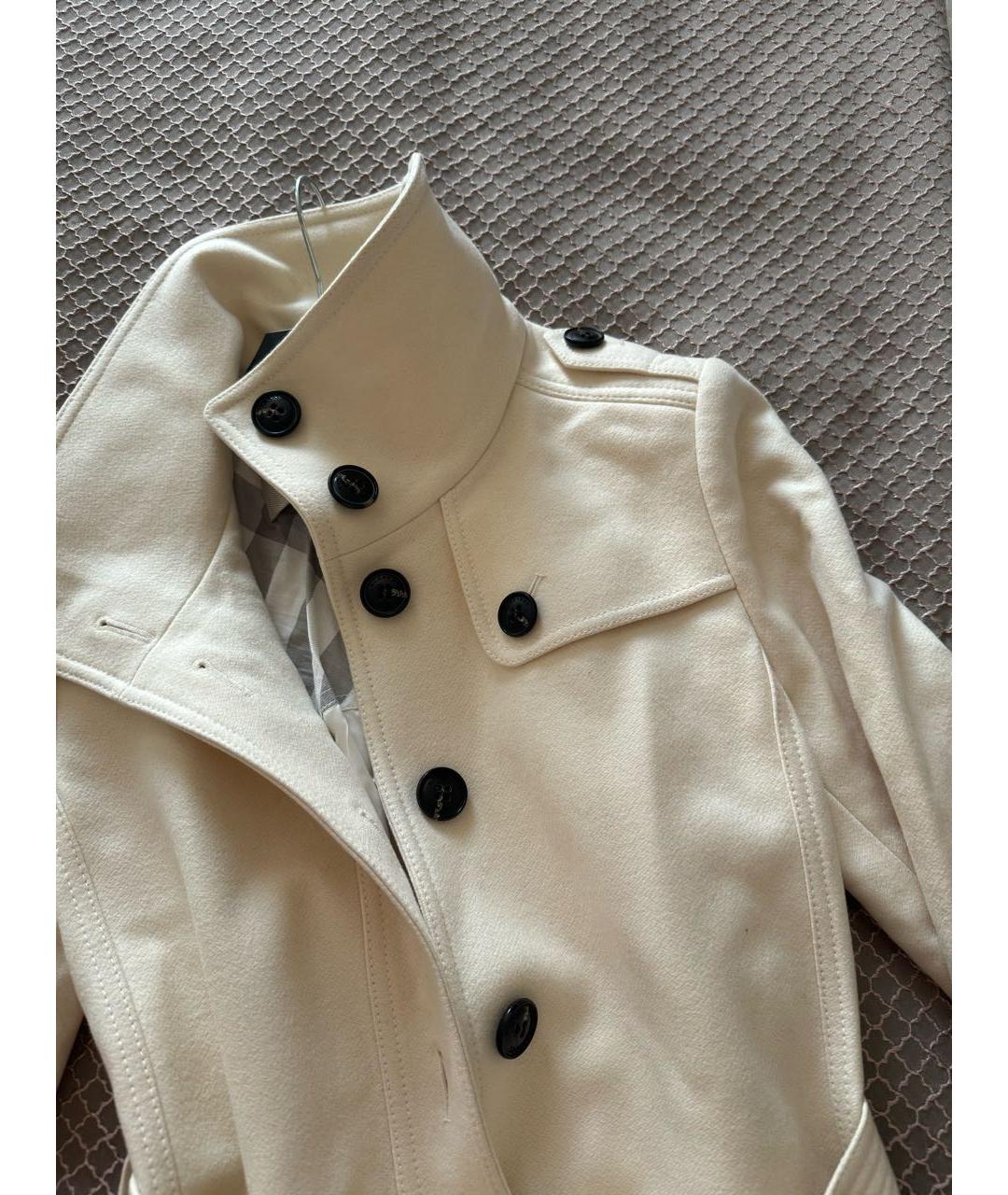 BURBERRY Белое шерстяное пальто, фото 2
