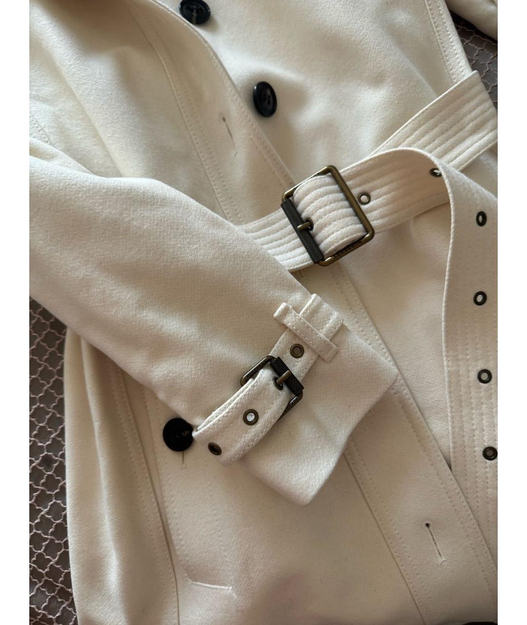 BURBERRY Белое шерстяное пальто, фото 4