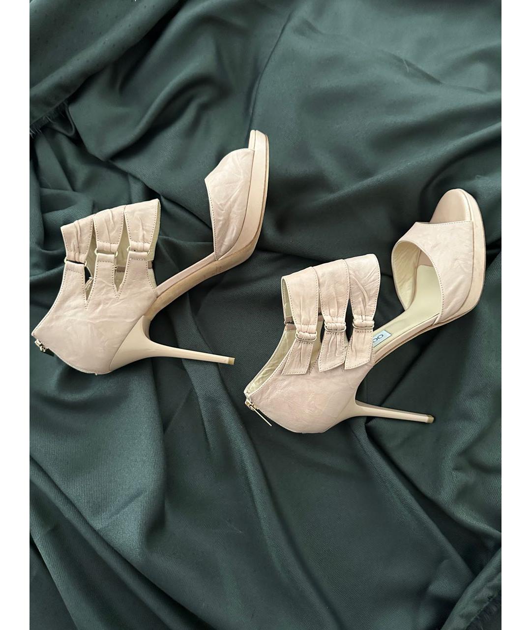 JIMMY CHOO Розовые кожаные босоножки, фото 5