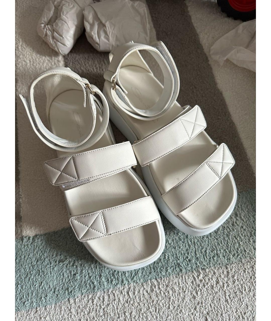 SANTONI Белые кожаные сандалии, фото 4