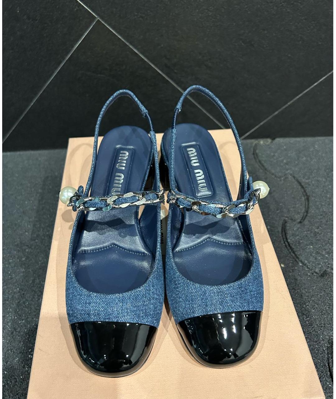 MIU MIU Темно-синие текстильные туфли, фото 2