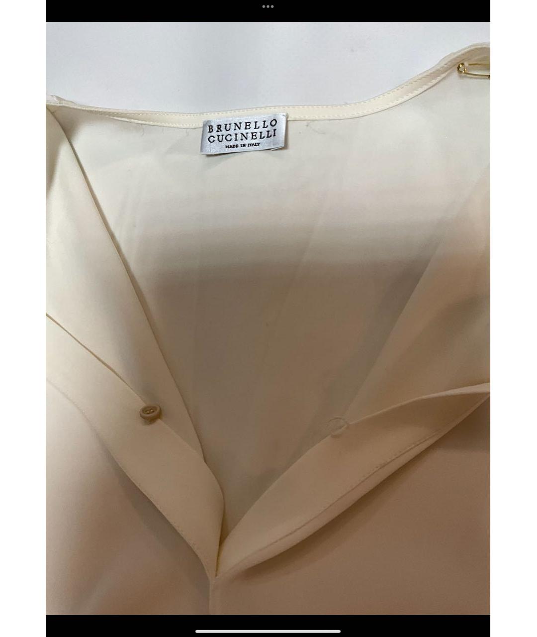 BRUNELLO CUCINELLI Белая шелковая блузы, фото 4