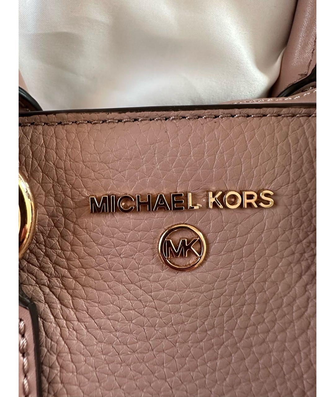 MICHAEL KORS Розовая кожаная сумка с короткими ручками, фото 6