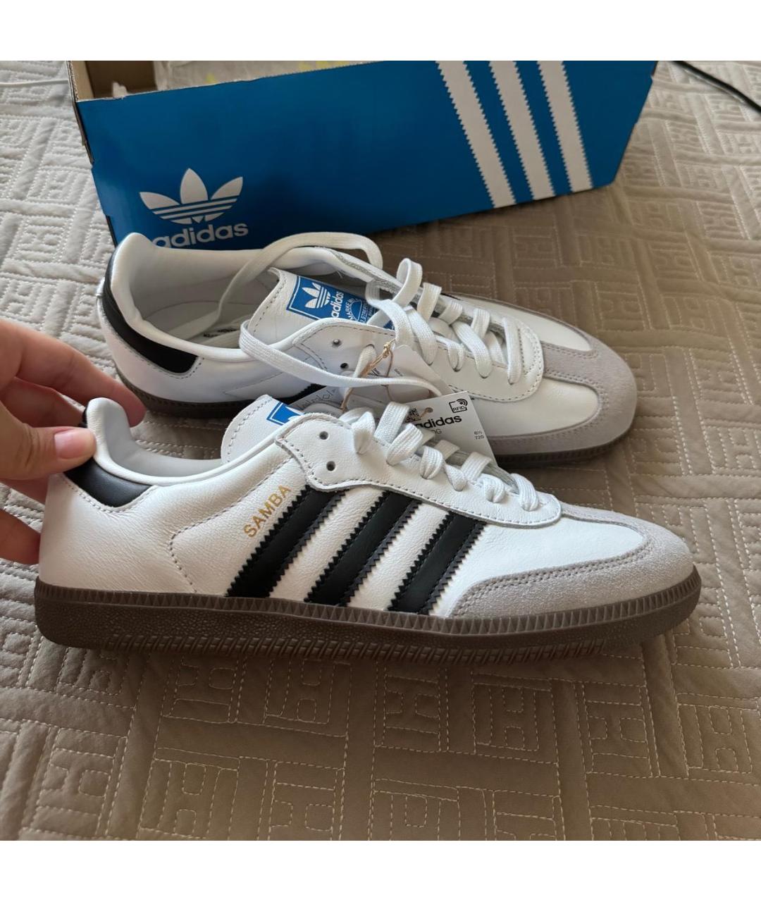 ADIDAS Белые кожаные кеды, фото 3