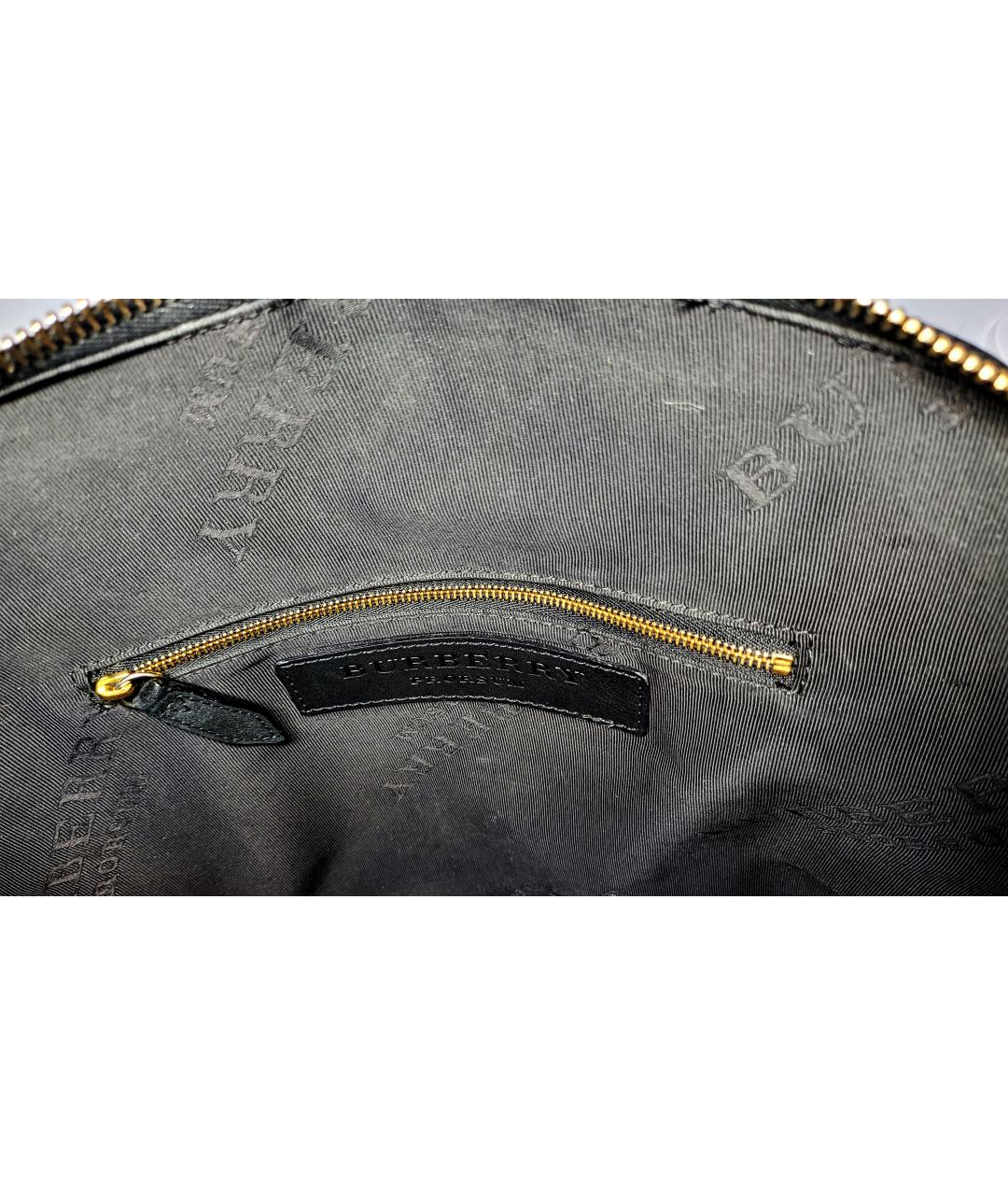 BURBERRY Черная кожаная сумка с короткими ручками, фото 7