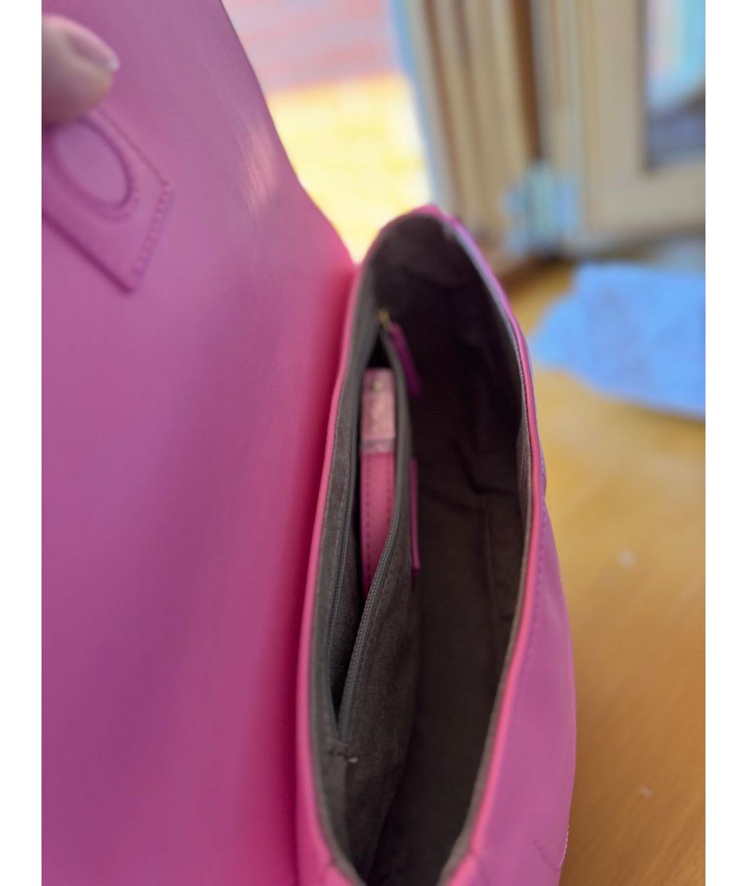 BLUGIRL Розовая кожаная сумка через плечо, фото 4
