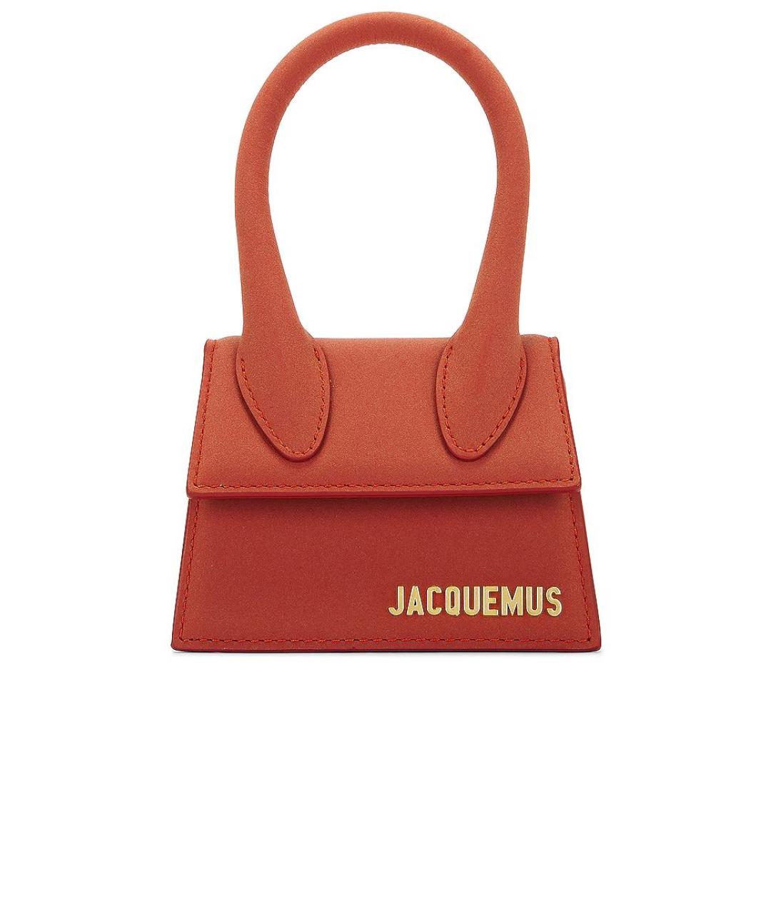 JACQUEMUS Бордовая кожаная сумка с короткими ручками, фото 1
