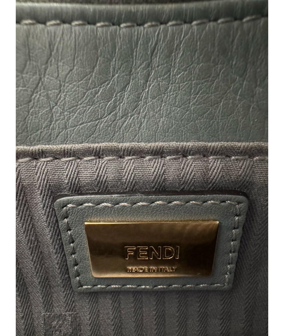 FENDI Серая кожаная сумка тоут, фото 5