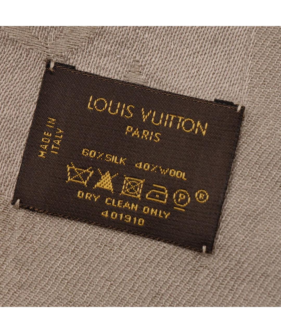 LOUIS VUITTON Бежевый шелковый платок, фото 2