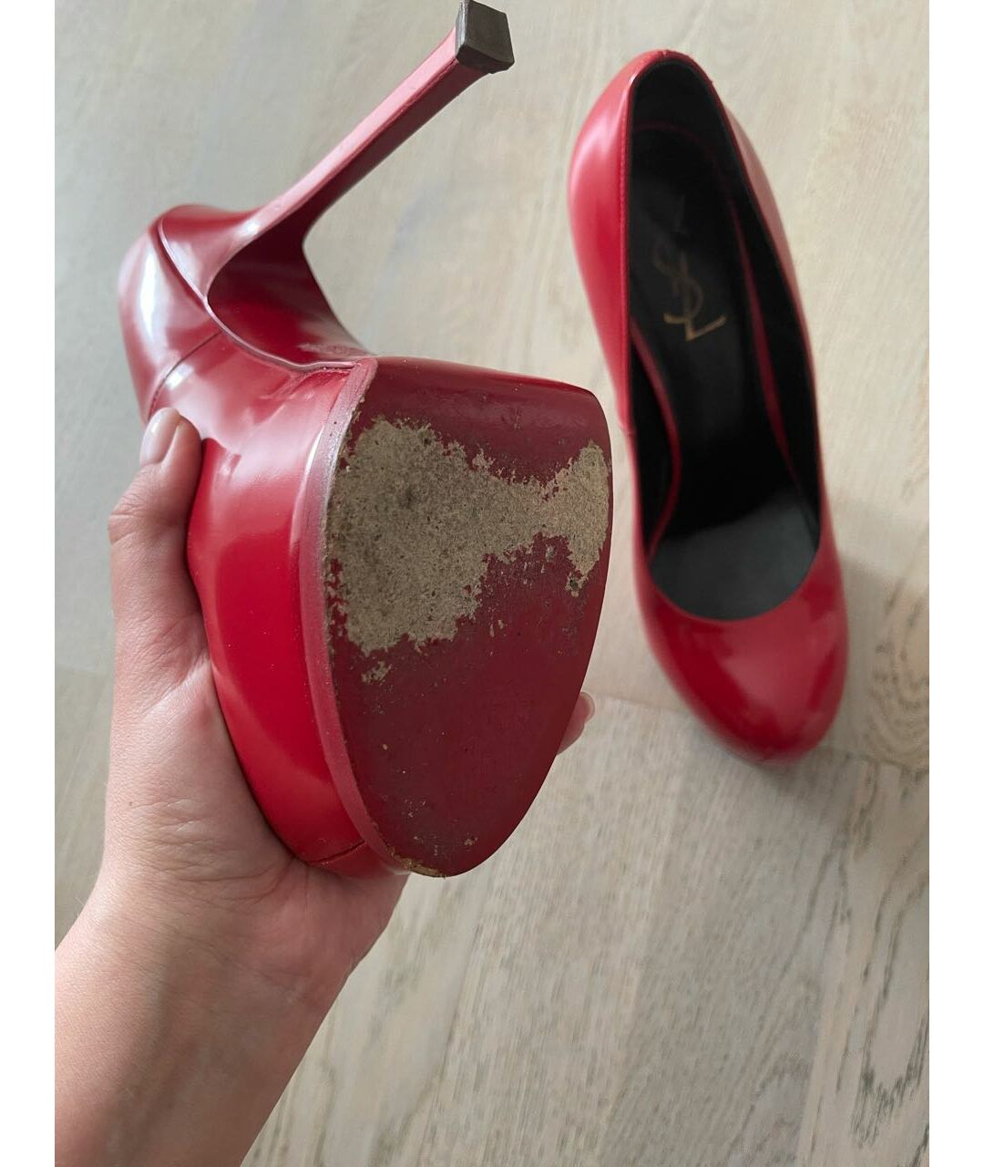 SAINT LAURENT Красные кожаные туфли, фото 5