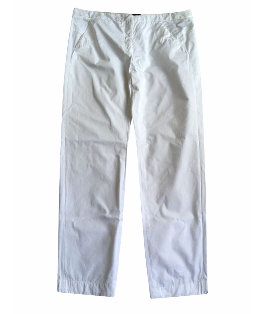 GIORGIO ARMANI Белые хлопковые прямые брюки, фото 1