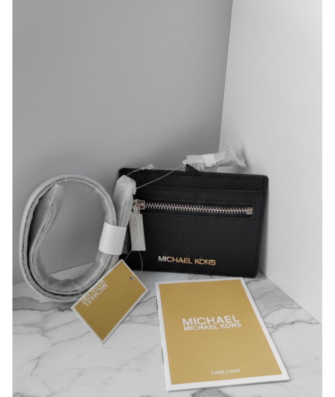 MICHAEL KORS Черная кожаная визитница, фото 6