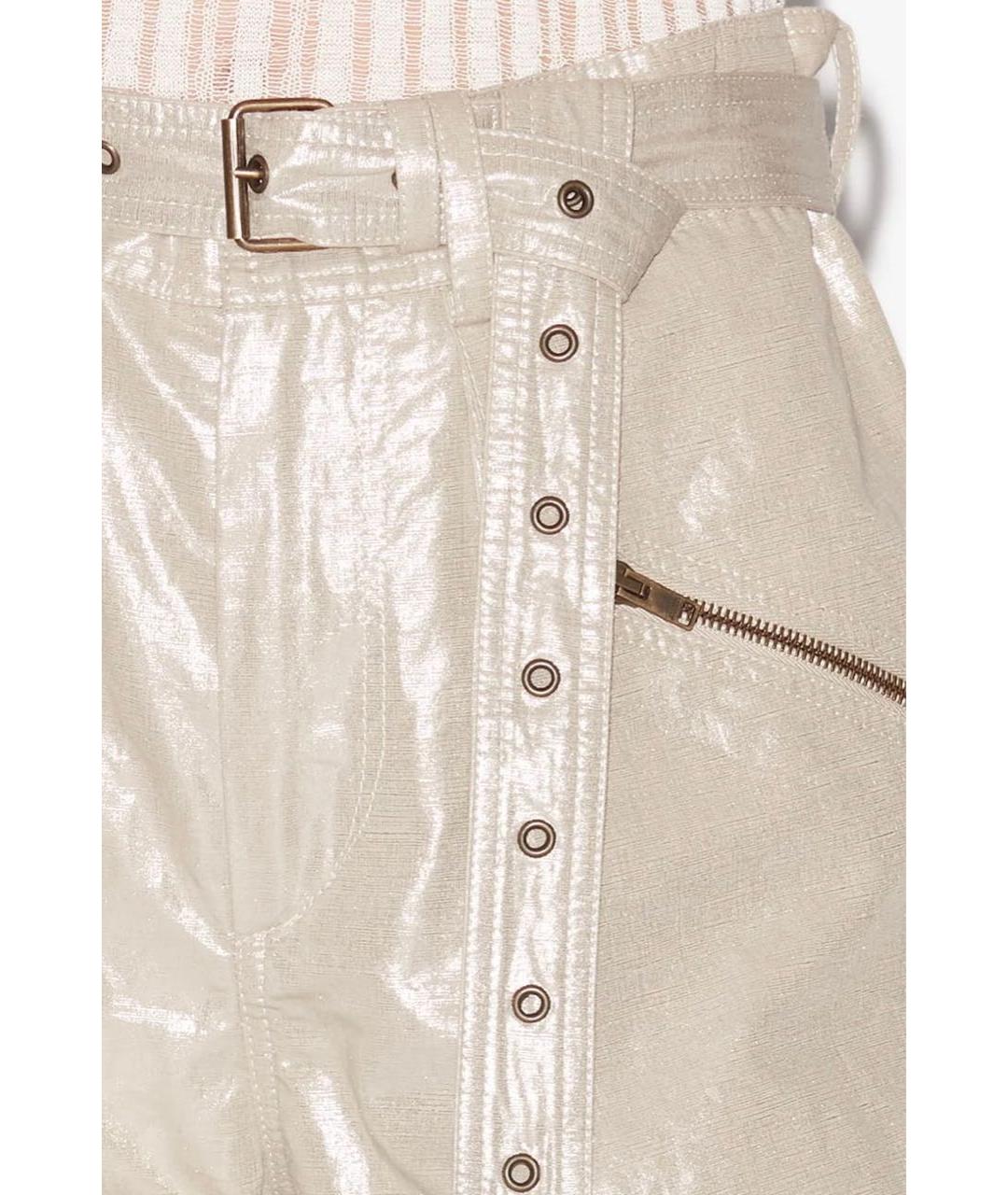ISABEL MARANT Серебряные хлопковые брюки широкие, фото 4