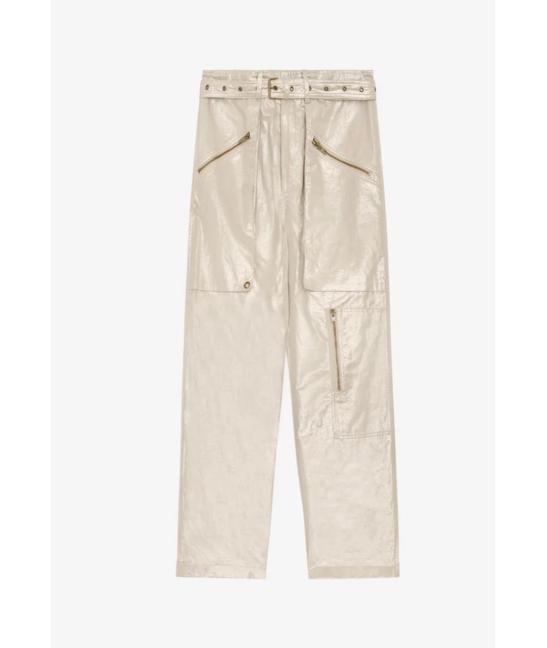 ISABEL MARANT Серебряные хлопковые брюки широкие, фото 5