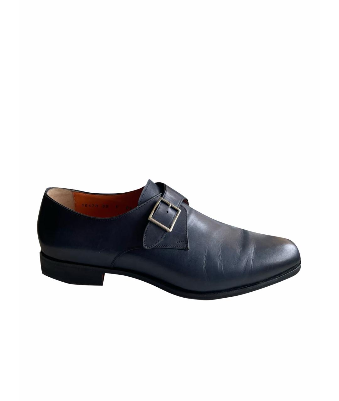 SANTONI Темно-синие кожаные туфли, фото 1