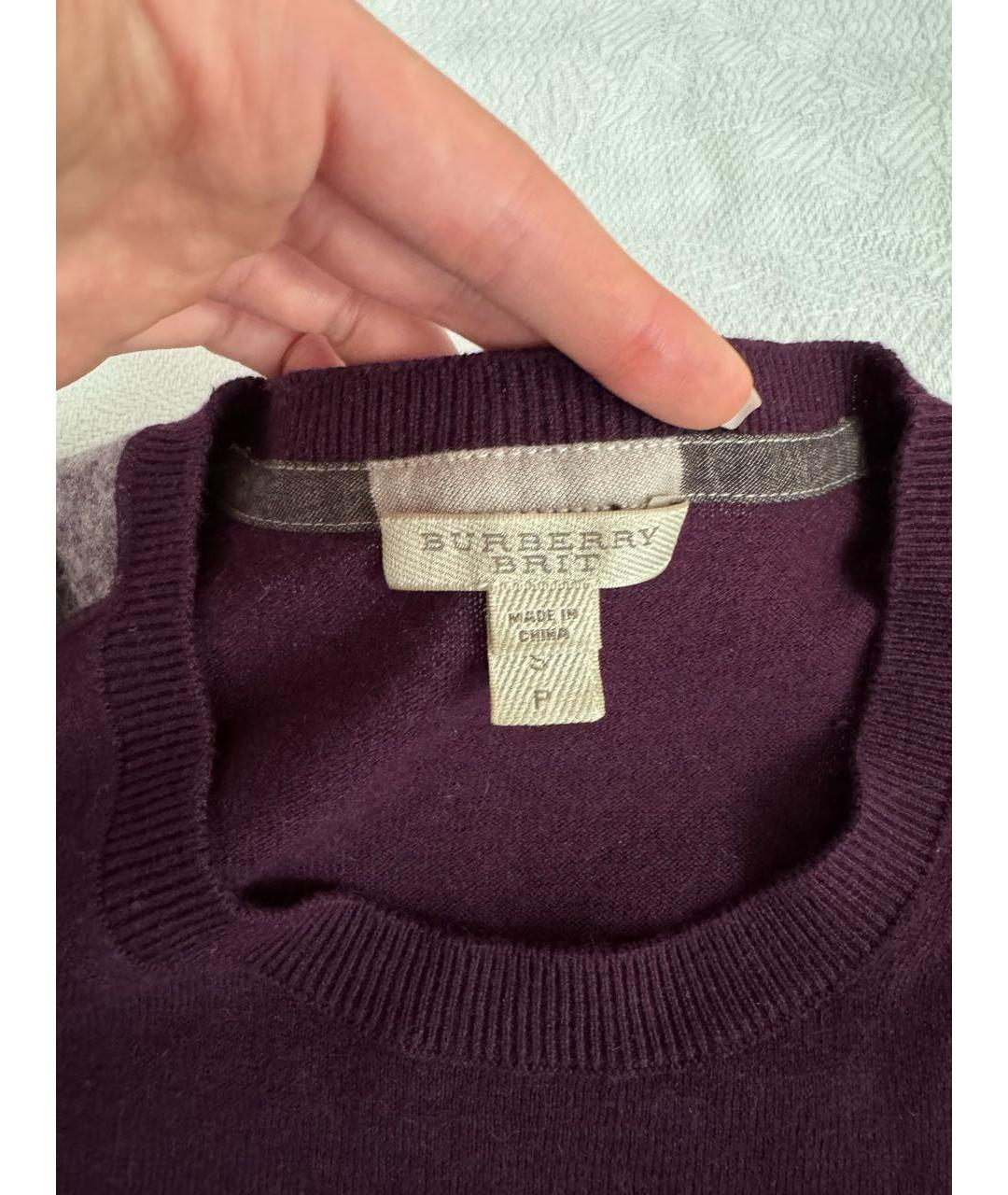 BURBERRY Фиолетовый шерстяной джемпер / свитер, фото 2