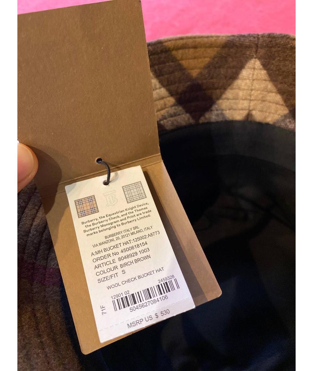 BURBERRY Коричневая шерстяная панама, фото 7