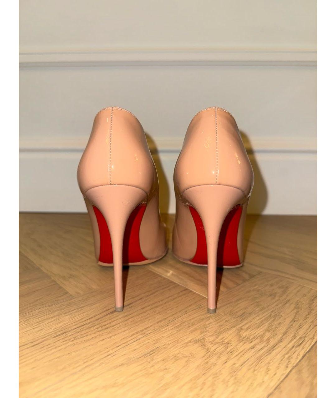 CHRISTIAN LOUBOUTIN Бежевые кожаные туфли, фото 3