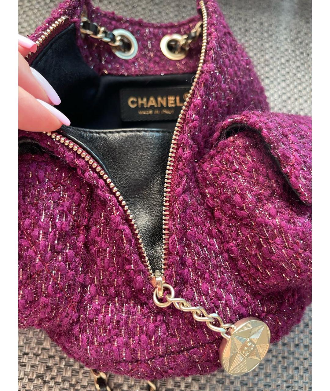 CHANEL Розовый твидовый рюкзак, фото 4