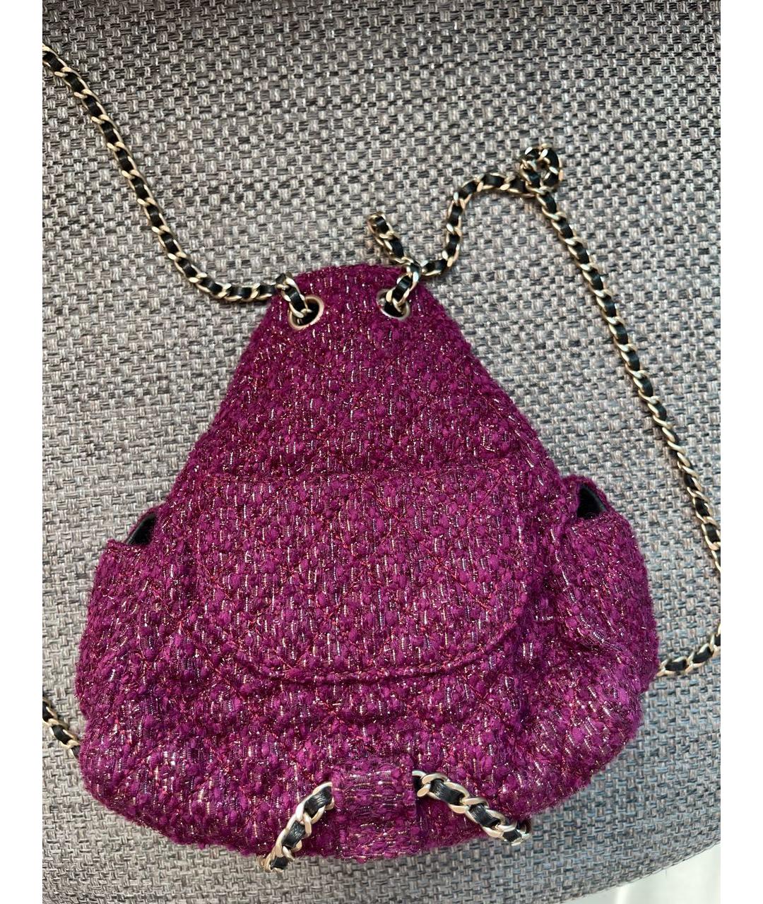 CHANEL Розовый твидовый рюкзак, фото 3