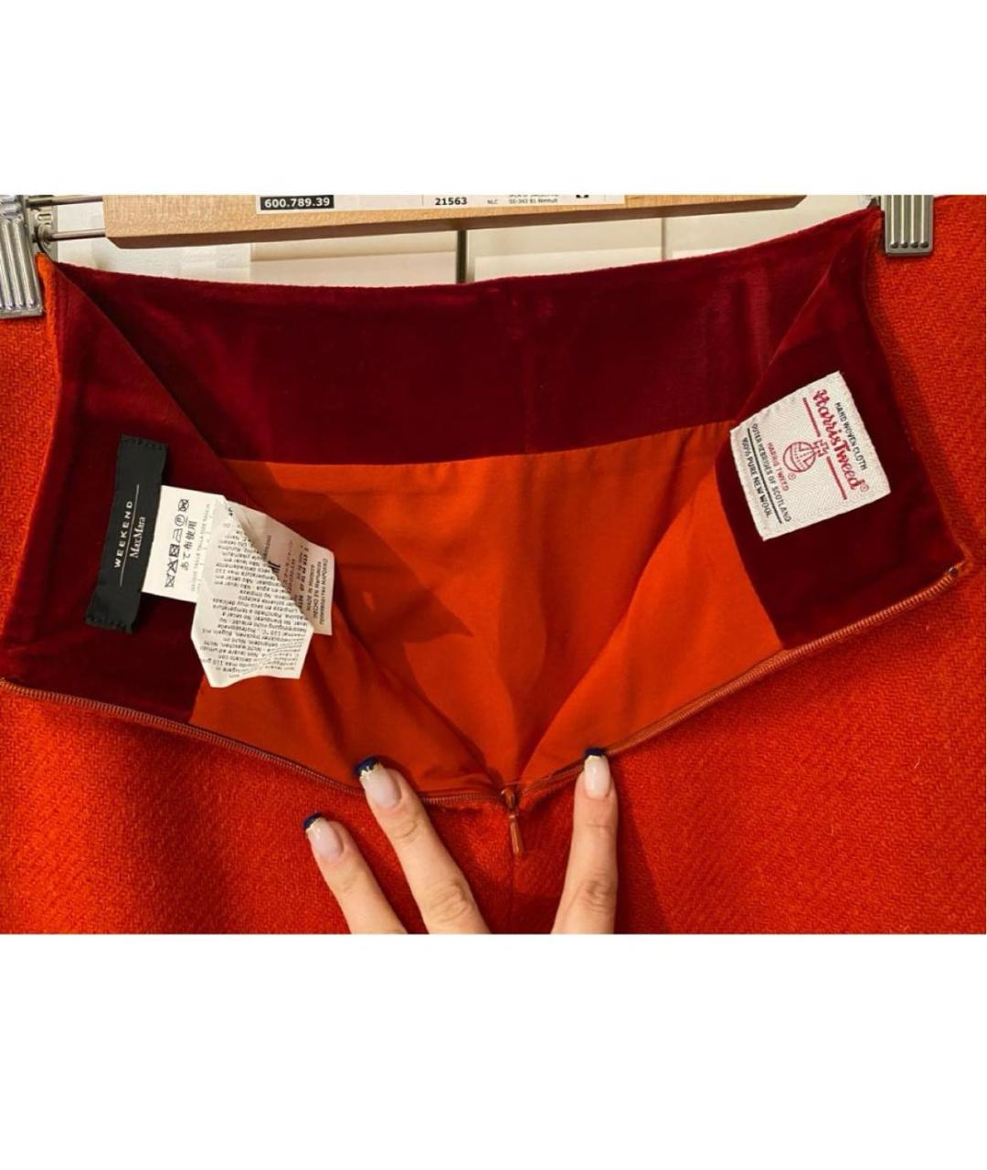 WEEKEND MAX MARA Красная шерстяная юбка мини, фото 3