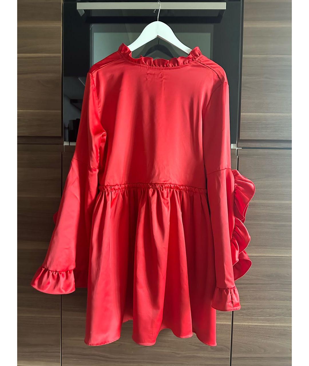 RED VALENTINO Красное атласное повседневное платье, фото 2