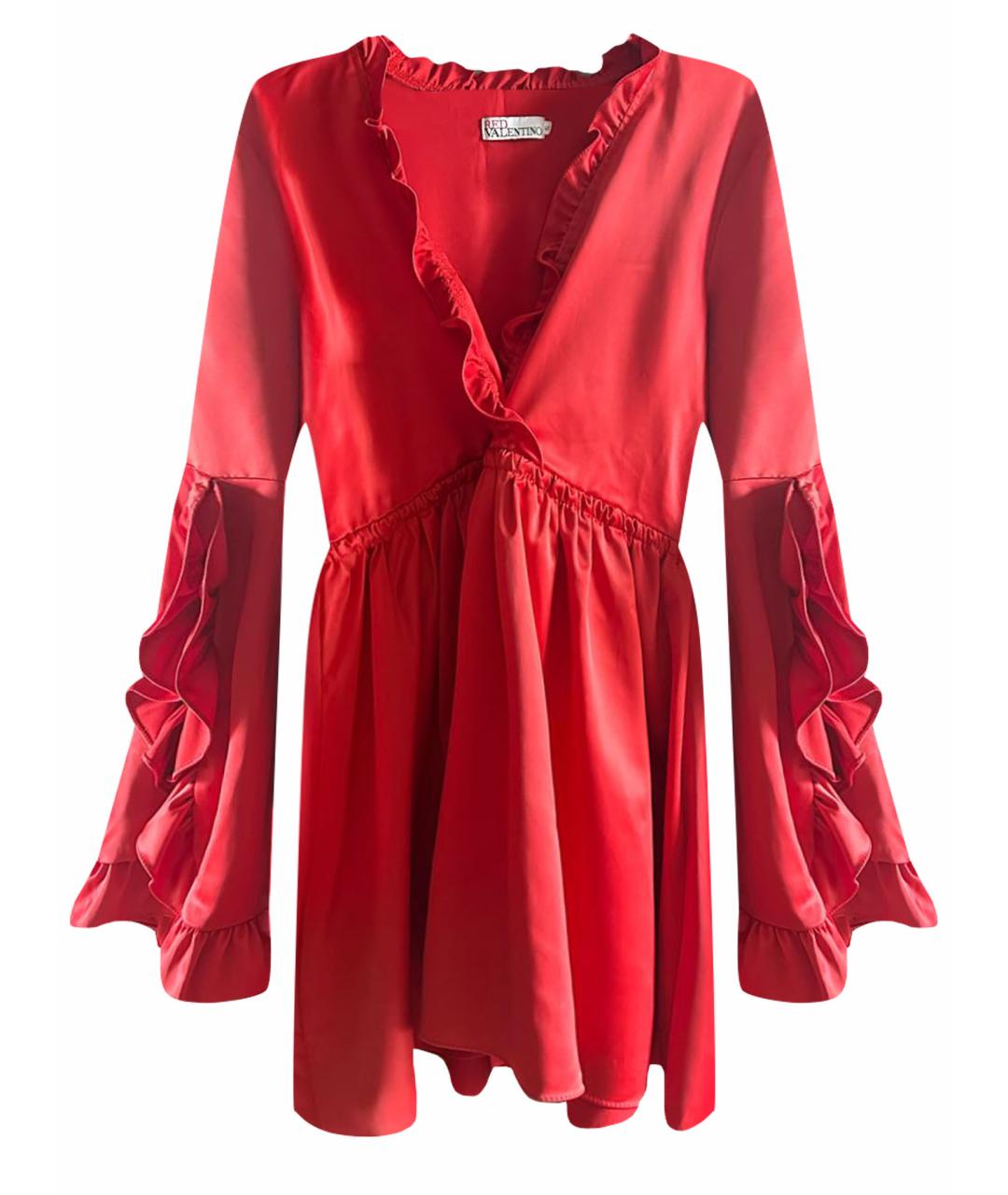 RED VALENTINO Красное атласное повседневное платье, фото 1