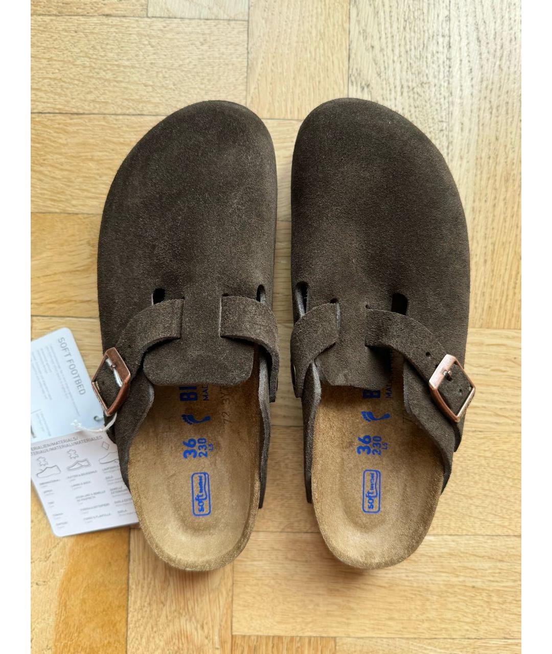 BIRKENSTOCK Коричневые замшевые сабо, фото 3