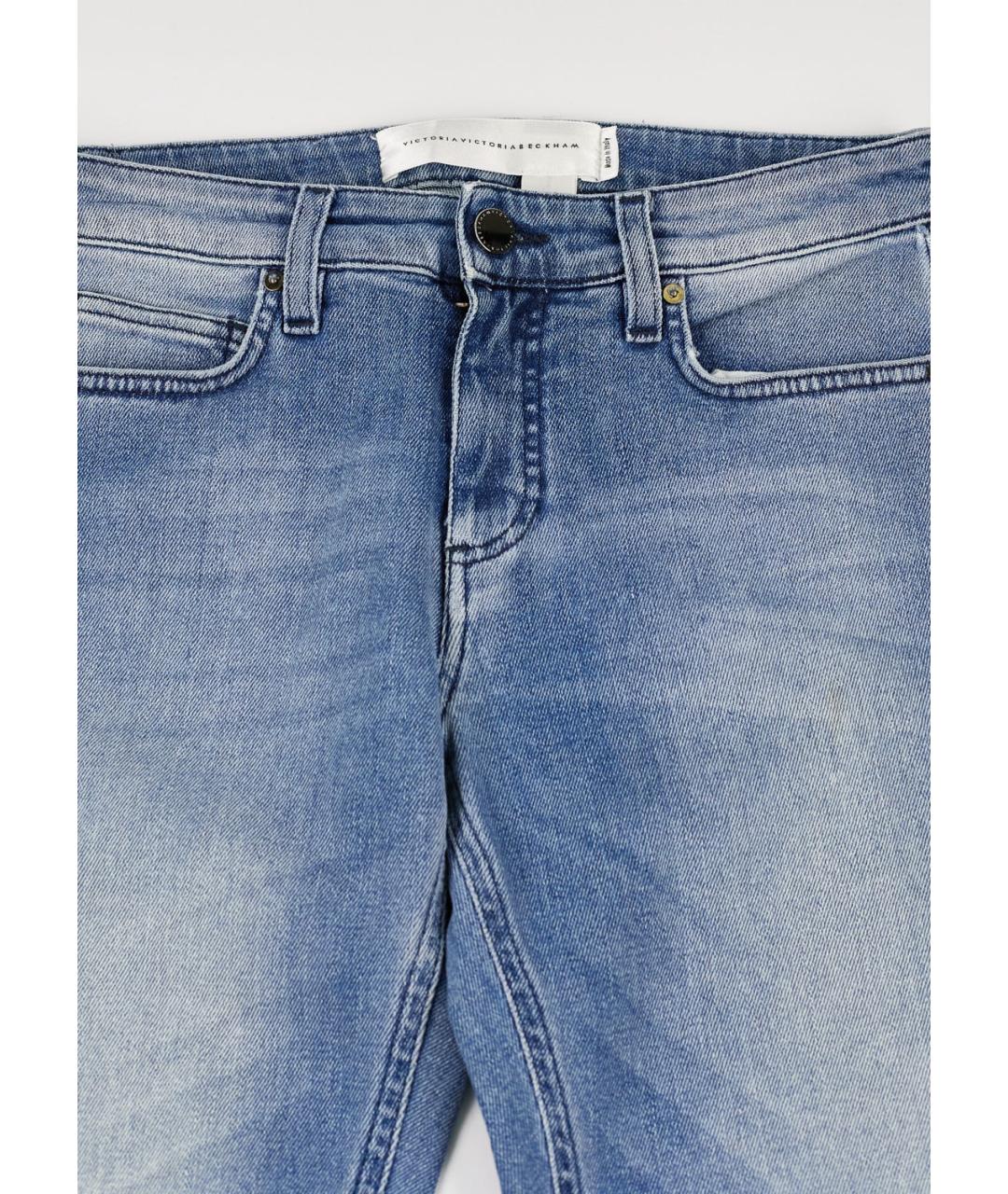 VICTORIA BECKHAM Синие хлопко-полиэстеровые джинсы слим, фото 4