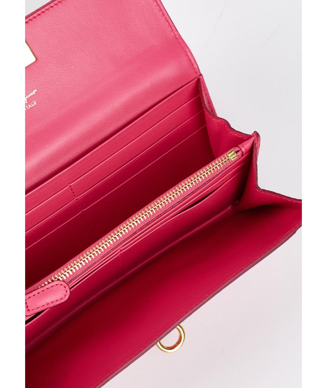 SALVATORE FERRAGAMO Розовый кожаный кошелек, фото 4