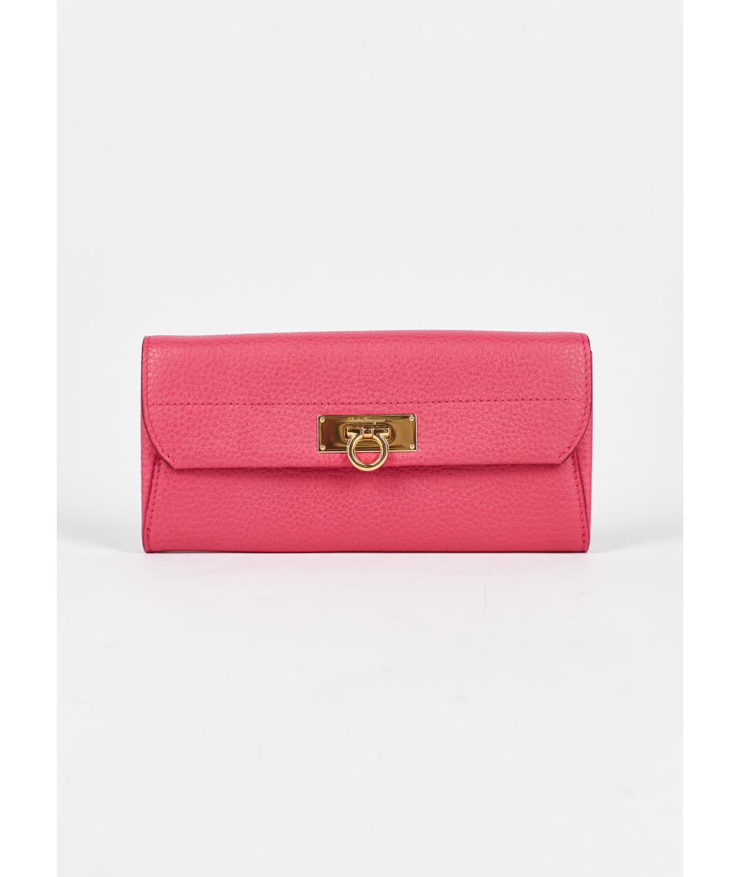 SALVATORE FERRAGAMO Розовый кожаный кошелек, фото 6