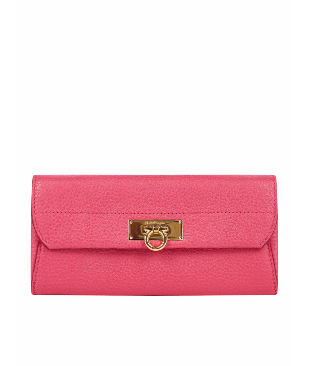 SALVATORE FERRAGAMO Розовый кожаный кошелек, фото 1