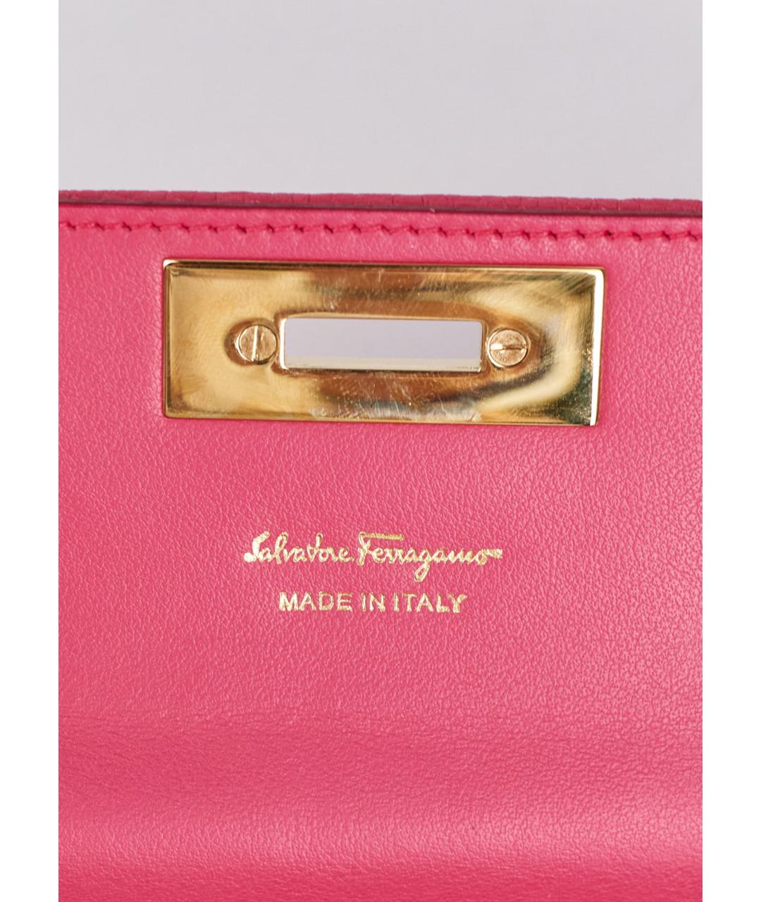 SALVATORE FERRAGAMO Розовый кожаный кошелек, фото 5