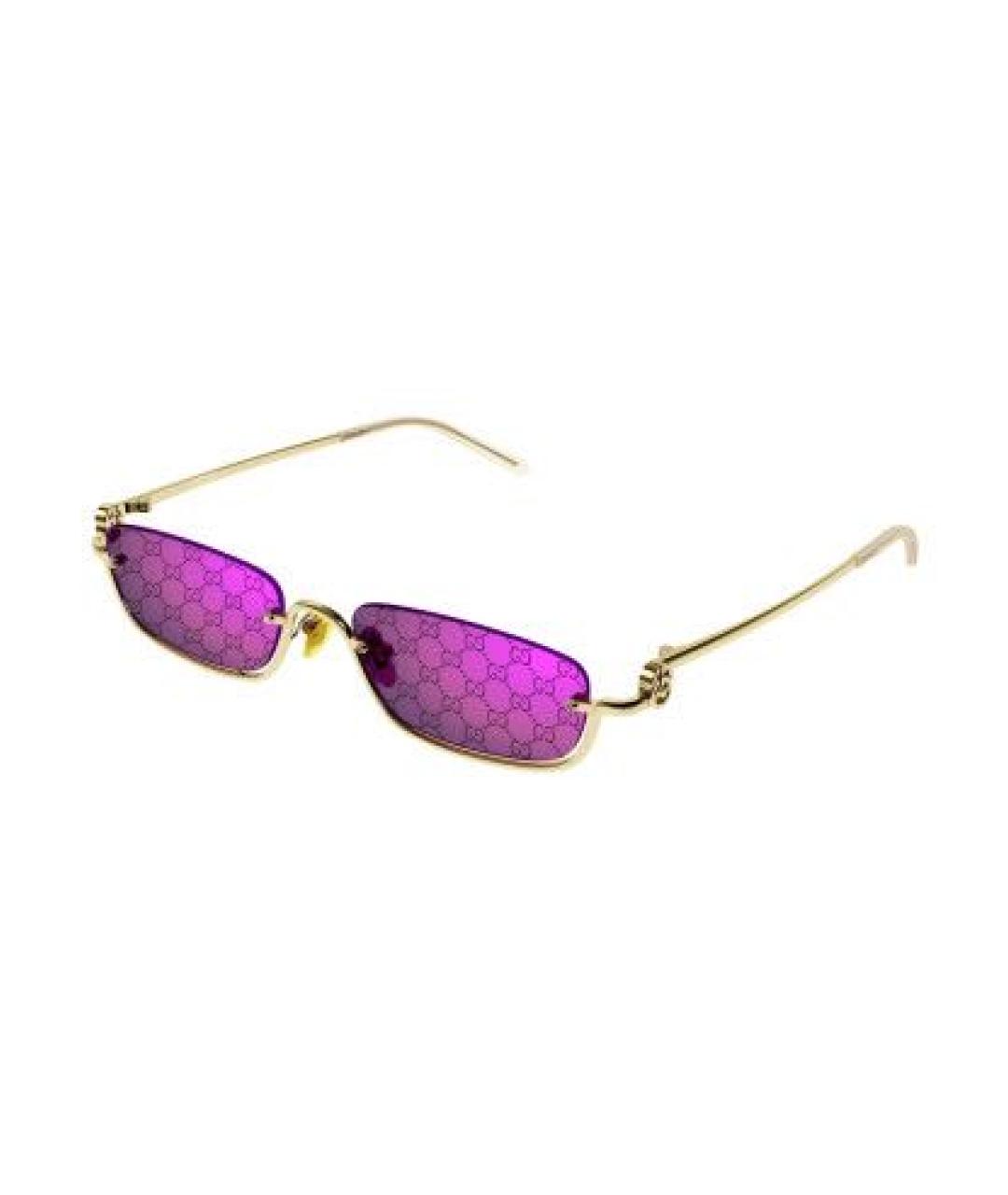 GUCCI Фиолетовые металлические солнцезащитные очки, фото 2