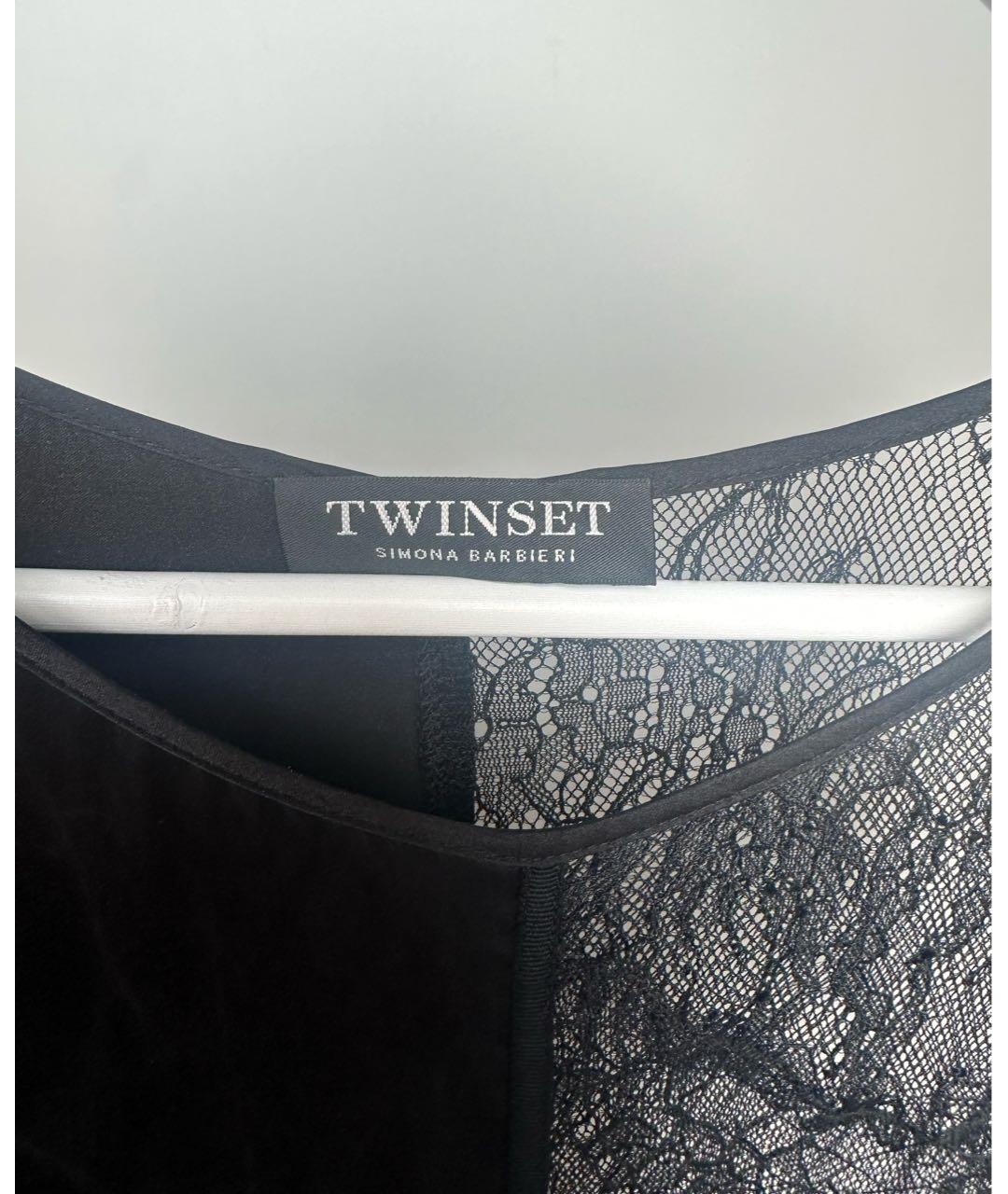 TWIN-SET Черное кружевное вечернее платье, фото 3