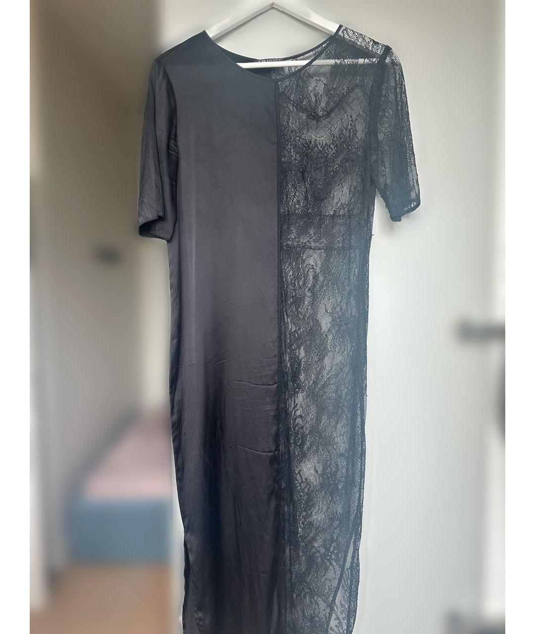 TWIN-SET Черное кружевное вечернее платье, фото 5