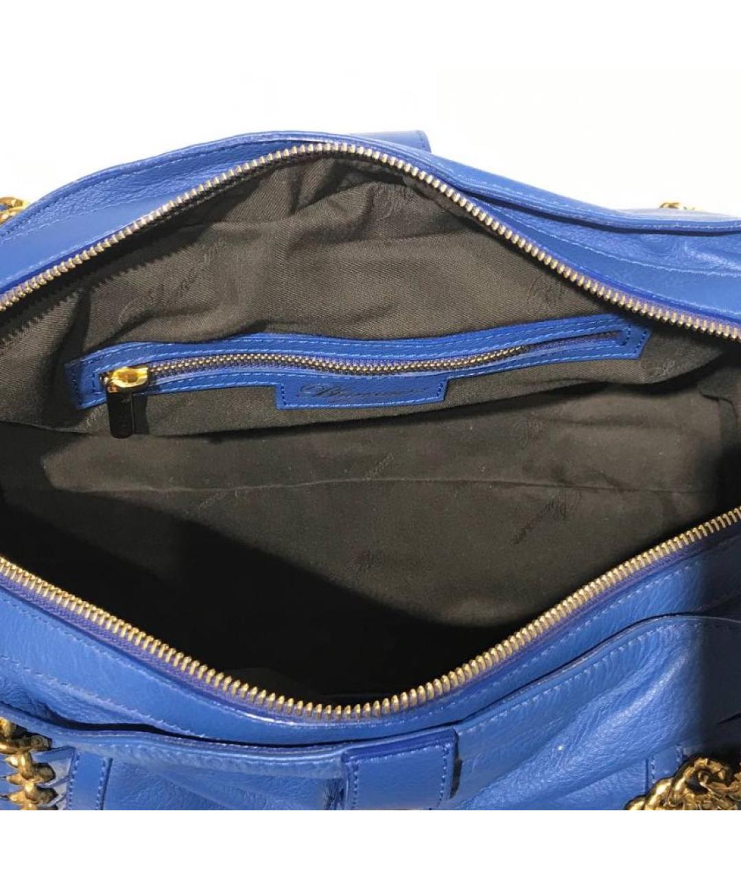 BLUMARINE Синяя кожаная сумка через плечо, фото 5