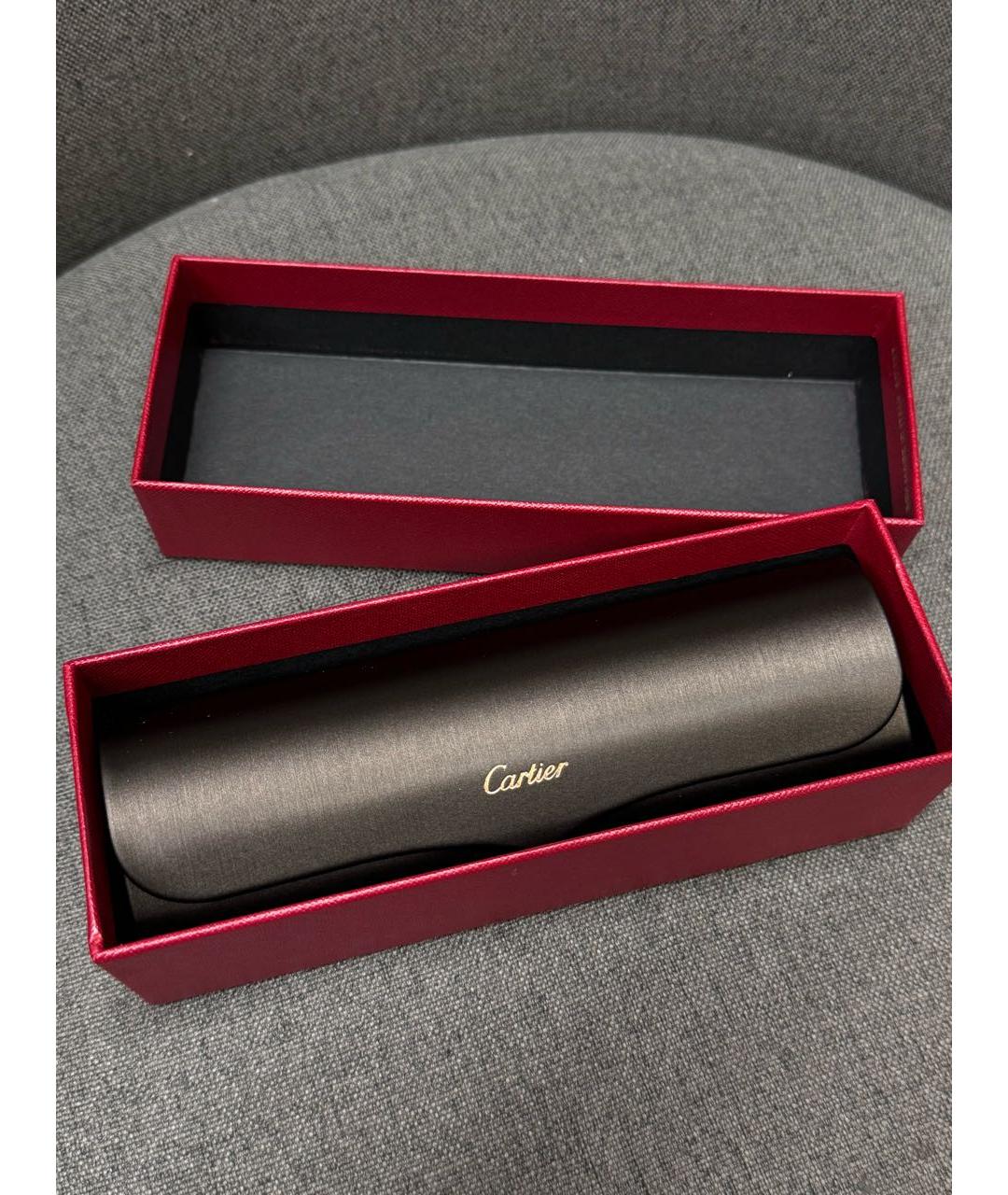 CARTIER Черные металлические солнцезащитные очки, фото 5