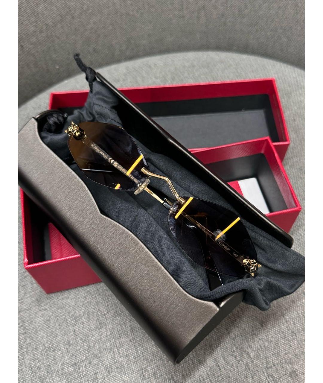 CARTIER Черные металлические солнцезащитные очки, фото 2