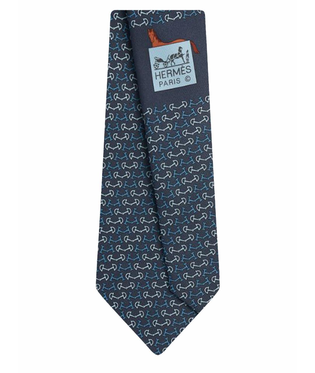 HERMES Синий шелковый галстук, фото 1